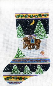 Bear with Blanket, Bells, Holly in Snow