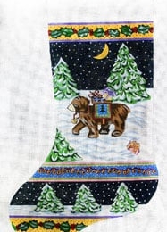 Bear with Blanket, Bells, Holly in Snow