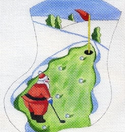 Santa Golfing on Christmas Tree Green