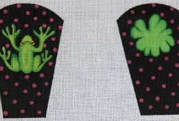 Frog on black with Pink dots